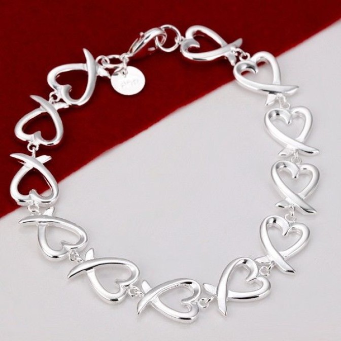 solid silver heart bracelet